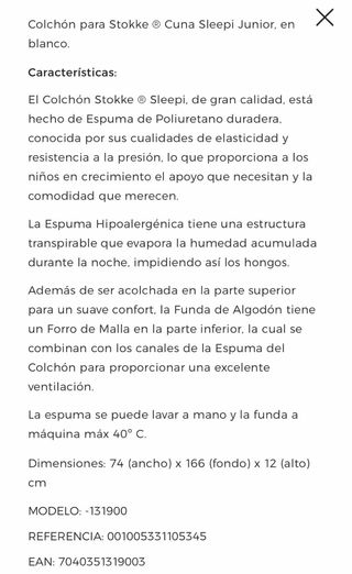 Colchón Stokke Sleepi V2 Jr. espuma