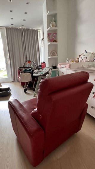 Sillón relax piel auténtica rojo