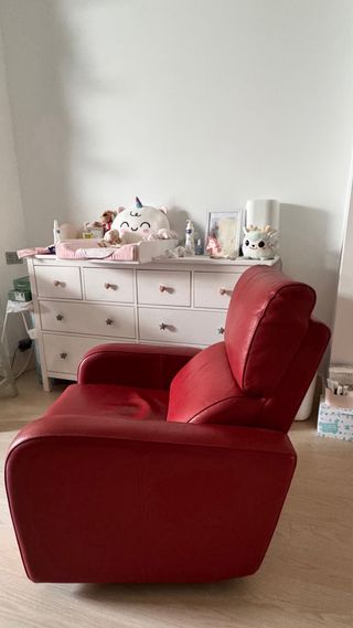 Sillón relax piel auténtica rojo