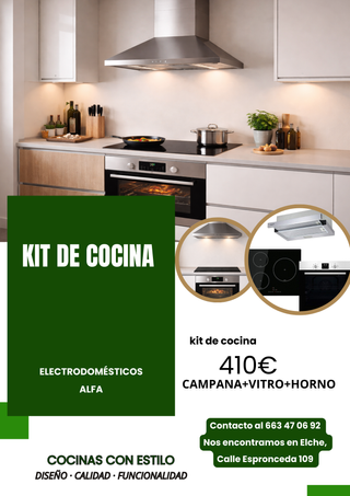Kit de Cocina Campana+Vitro+Horno