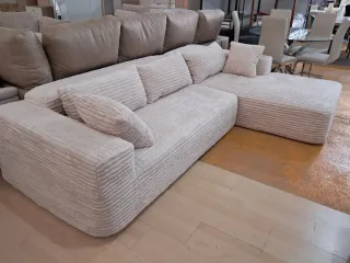 Sofá modular moderno de pana beige