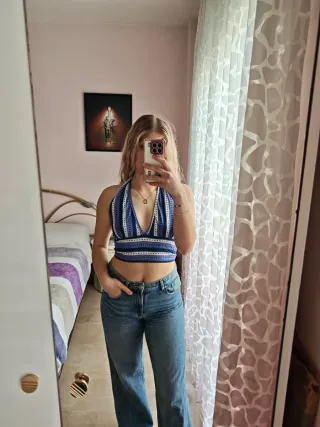 Top color azul camiseta tirantes