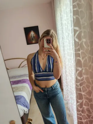 Top color azul camiseta tirantes