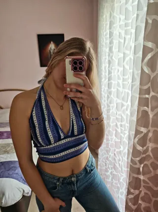 Top color azul camiseta tirantes