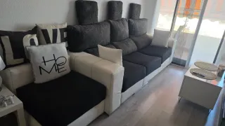 Sofá 3 plazas chaise longue blanco y negro