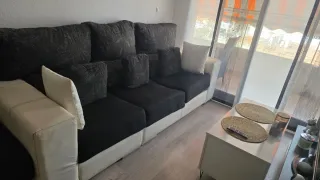 Sofá 3 plazas chaise longue blanco y negro