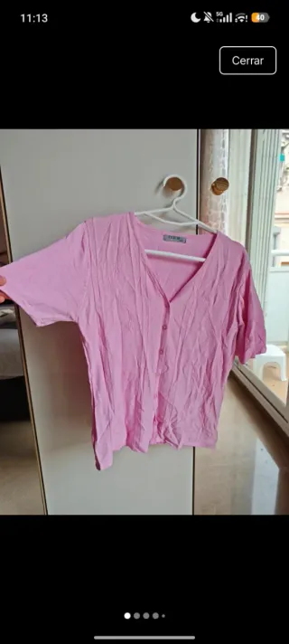 Blusa rosa manga corta mujer