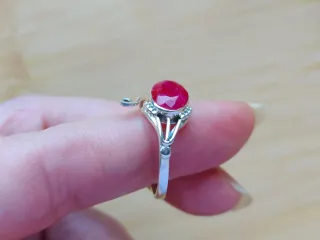 Anillo Plata 925 y Rubí Ajustable