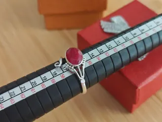 Anillo Plata 925 y Rubí Ajustable