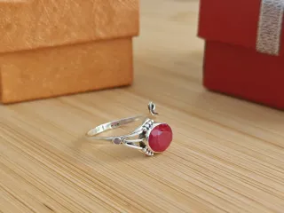 Anillo Plata 925 y Rubí Ajustable