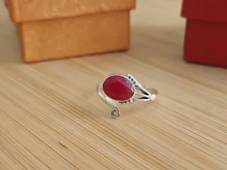 Anillo Plata 925 y Rubí Ajustable