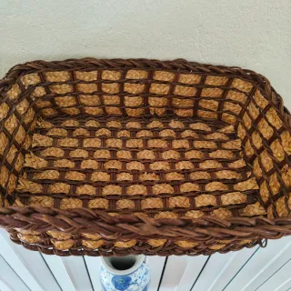 Coppia Cestini Vimini Beige e Marrone