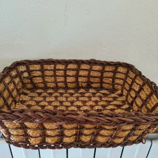 Coppia Cestini Vimini Beige e Marrone