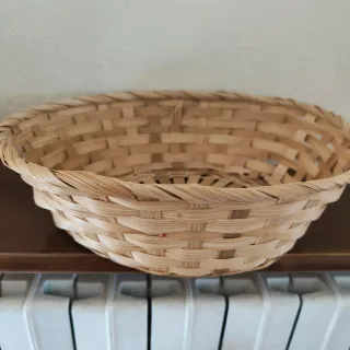 Coppia Cestini Vimini Beige e Marrone