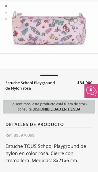 Estuche Tous Nailon Rosa Oso