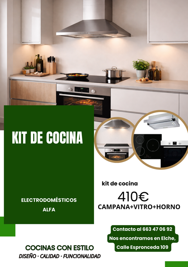 Kit de Cocina Campana+Vitro+Horno