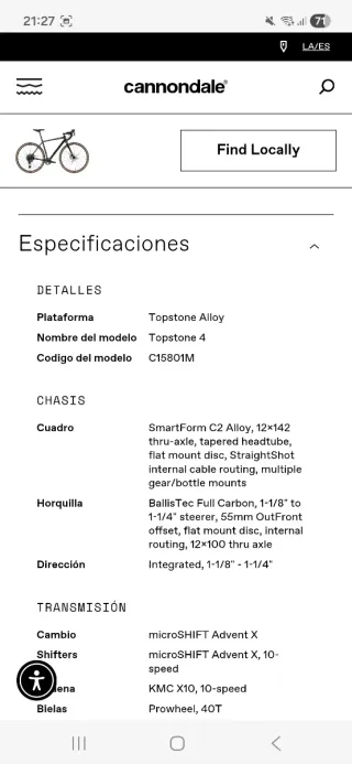 Bicicleta Gravel Cannondale Topstone L