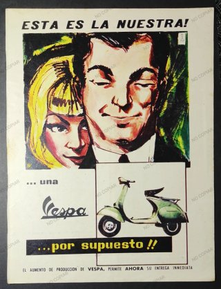 ANUNCIO ORIGINAL VESPA GRAN TAMAÑO AÑO 1959.