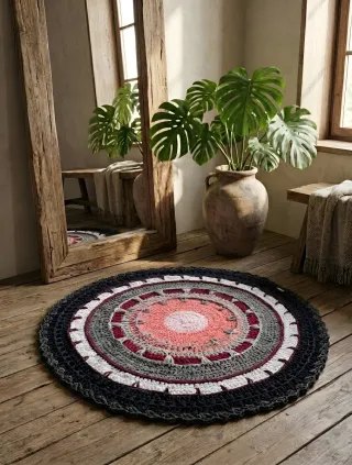 Alfombra ganchillo redonda 100cm