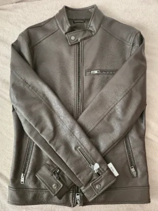 Cazadora efecto piel Mango marrón hombre