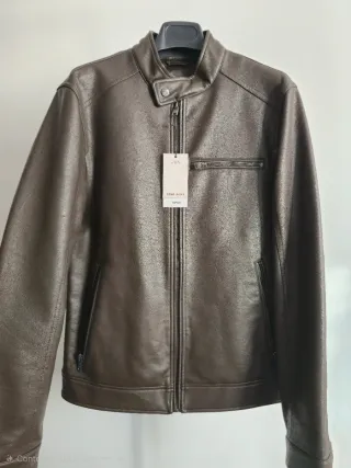 Cazadora efecto piel Mango marrón hombre