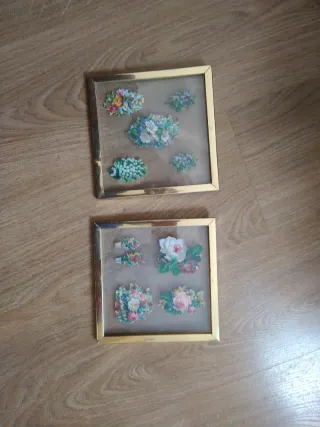2 Marcos 18x18 cm Dorados Flores