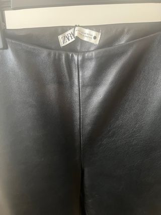 Pantalón piel bootcut Zara T XS