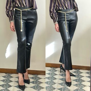 Pantalón piel bootcut Zara T XS