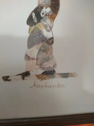 Pareja cuadros alas demariposas años 70