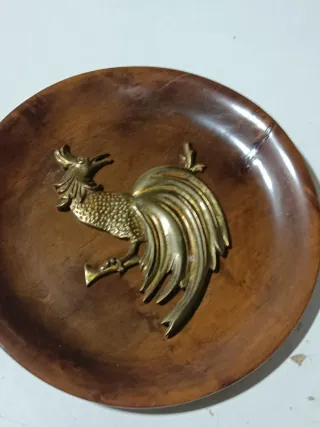 Lote 2 Platos Decorativos Gallo y Pájaro