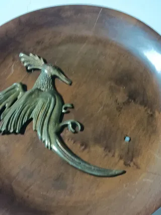 Lote 2 Platos Decorativos Gallo y Pájaro