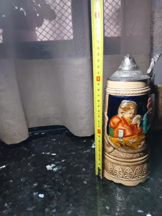 Jarra Cerveza Tapa Cerámica Metal