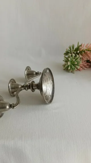 Pareja Candelabros Ingleses baño Plata