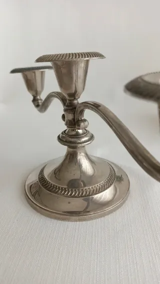 Pareja Candelabros Ingleses baño Plata
