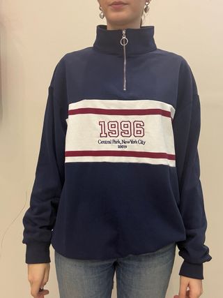 Sudadera azul marino con cremallera L