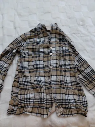 Camicia Viscosa Lana Beige/Nero Taglia S