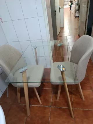 Mesa Comedor Cristal y Madera