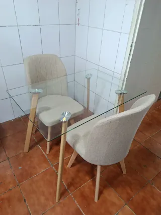 Mesa Comedor Cristal y Madera