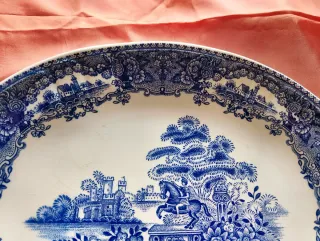 Travessa Oval Cerâmica Antiga Decorativa