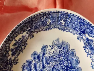 Travessa Oval Cerâmica Antiga Decorativa