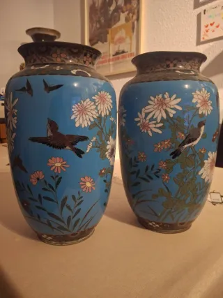 Lote 4 vasi cinesi fiori e uccelli e draghi