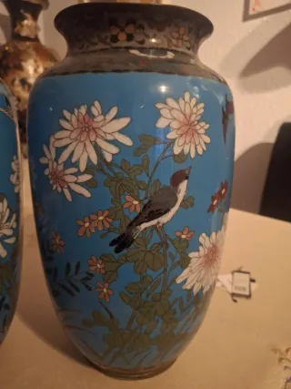 Lote 4 vasi cinesi fiori e uccelli e draghi