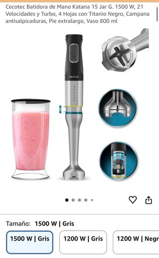 Batidora de Mano Cecotec Katana 1500W Gris