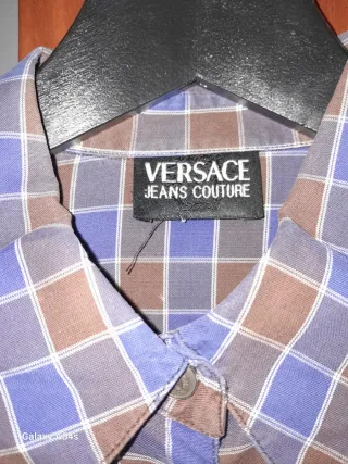 Camisa Versace Jeans Couture cuadros azul y marrón