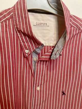 Camisa Lloyd's Hombre Rayas Granate y Blanco