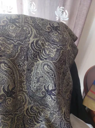 Pañolón Fallera Huertana Beige y Azul