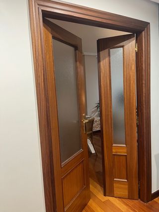 Doble puerta madera y cristal salón