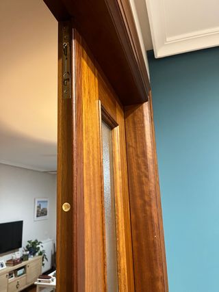 Doble puerta madera y cristal salón