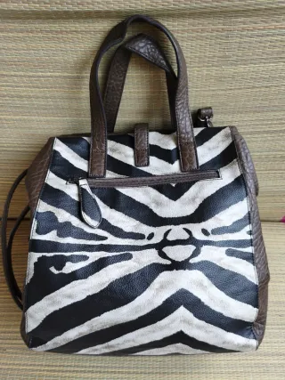 Borsetta ecopelle marrone stampa animalier