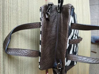 Borsetta ecopelle marrone stampa animalier